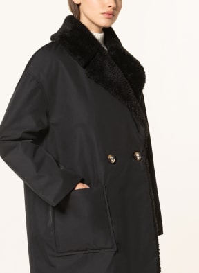 ESSENTIEL ANTWERP Oversized-Mantel CI mit Kunstfell, Farbe: SCHWARZ (Bild 1)