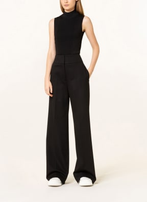 HUGO Wide leg trousers HIMIA made of jersey, Color: BLACK (Image 1)