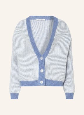 American Vintage Oversized-Strickjacke mit Alpaka , Farbe: WEISS/ HELLBLAU (Bild 1)