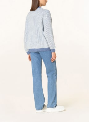 American Vintage Oversized-Strickjacke mit Alpaka , Farbe: WEISS/ HELLBLAU (Bild 1)