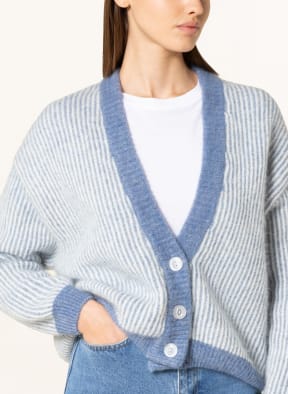American Vintage Oversized-Strickjacke mit Alpaka , Farbe: WEISS/ HELLBLAU (Bild 1)