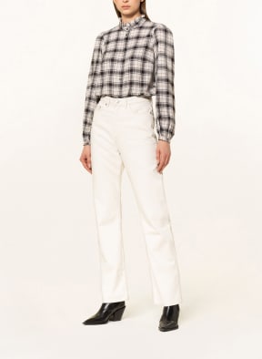 oui Blouse, Color: WHITE/ BLACK/ COGNAC (Image 1)