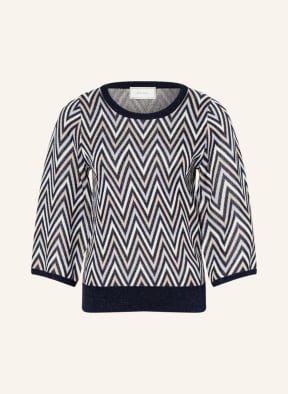 NEO NOIR Pullover JOHANNA mit 3/4-Arm und Glitzergarn, Farbe: DUNKELBLAU/ CREME/ BEIGE (Bild 1)