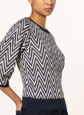 NEO NOIR Pullover JOHANNA mit 3/4-Arm und Glitzergarn, Farbe: DUNKELBLAU/ CREME/ BEIGE (Bild 1)