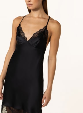 CHANTELLE Negligé MIDNIGHT FLOWERS aus Satin, Farbe: SCHWARZ (Bild 1)
