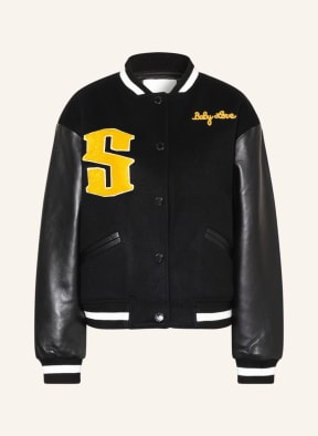 SANDRO Blouson im Materialmix, Farbe: SCHWARZ/ GELB (Bild 1)