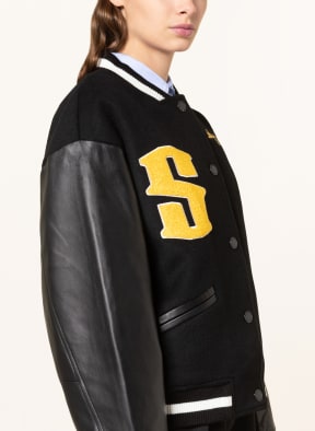SANDRO Blouson im Materialmix, Farbe: SCHWARZ/ GELB (Bild 1)