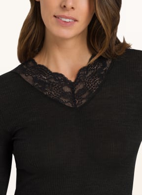 HANRO Long sleeve shirt NORA, Color: BLACK (Image 1)