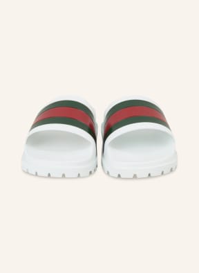 GUCCI Slides, Color: WHITE/ DARK GREEN/ RED (Image 1)
