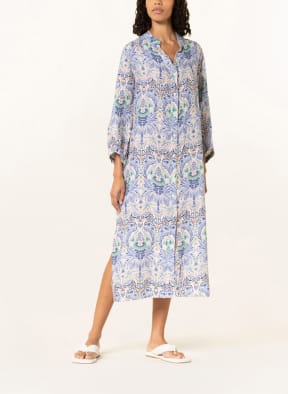 lilienfels Hemdblusenkleid aus Leinen , Farbe: WEISS/ HELLBLAU/ HELLORANGE (Bild 1)
