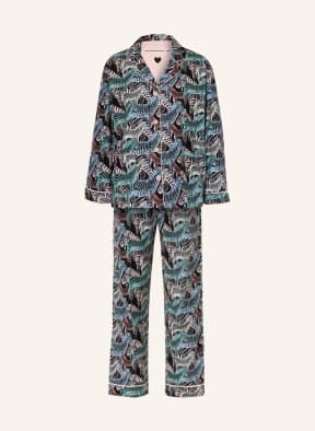 P.J.Salvage Set: Schlafanzug und Haarband aus Flanell, Farbe: SCHWARZ/ HELLBLAU/ WEISS (Bild 1)