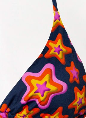 VILEBREQUIN Triangle bikini top FLEUR , Color: DARK BLUE/ ORANGE/ NEON YELLOW (Image 1)