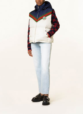 GUCCI Quilted vest with removable hood , Color: WHITE/ DARK BLUE/ DARK RED (Image 1)