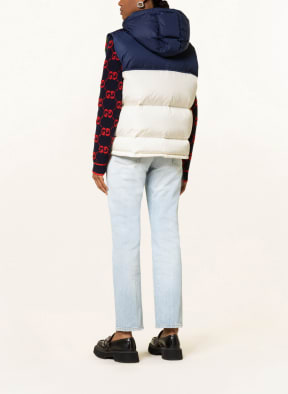 GUCCI Quilted vest with removable hood , Color: WHITE/ DARK BLUE/ DARK RED (Image 1)