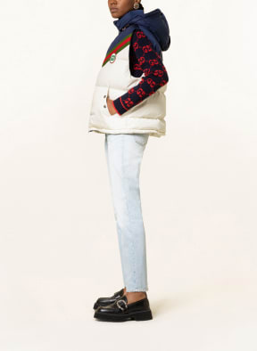 GUCCI Quilted vest with removable hood , Color: WHITE/ DARK BLUE/ DARK RED (Image 1)