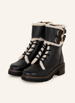 SEE BY CHLOÉ Boots MALLORY with real fur, Color: BLACK (Image 1)