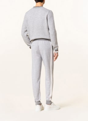 PESERICO Knit trousers in merino wool with tuxedo stripes, Color: GRAY/ CREAM (Image 1)