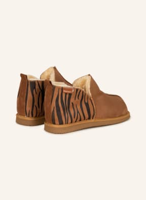 SHEPHERD Hausschuhe ANNIE TIGER, Farbe: COGNAC/ SCHWARZ (Bild 1)