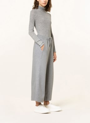 FABIANA FILIPPI Sweatshirt fabric culottes with tuxedo stripes, Color: GRAY (Image 1)