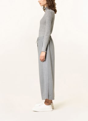 FABIANA FILIPPI Sweatshirt fabric culottes with tuxedo stripes, Color: GRAY (Image 1)