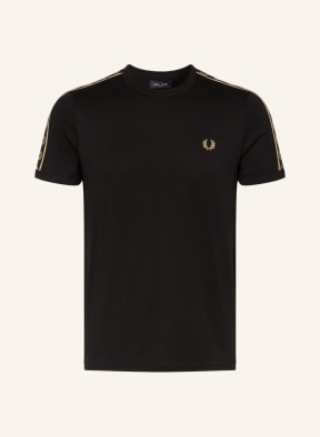 FRED PERRY T-shirt with tuxedo stripes , Color: BLACK/ GOLD (Image 1)