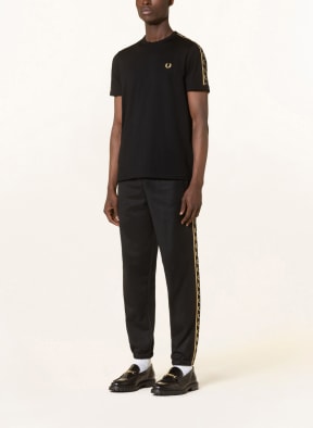 FRED PERRY T-shirt with tuxedo stripes , Color: BLACK/ GOLD (Image 1)