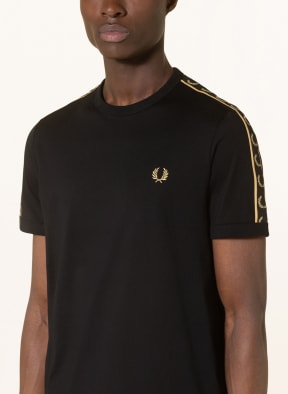 FRED PERRY T-shirt with tuxedo stripes , Color: BLACK/ GOLD (Image 1)