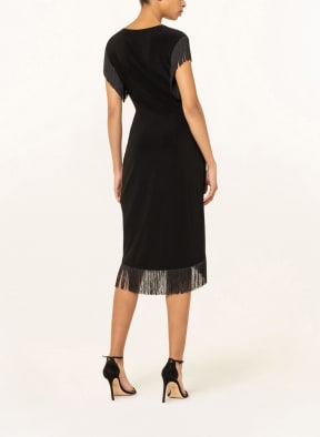 Joseph Ribkoff Dress in wrap look with fringes , Color: BLACK (Image 1)