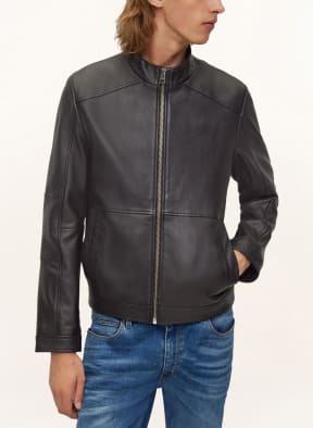 HUGO Leather jacket LOKIS, Color: BLACK (Image 1)