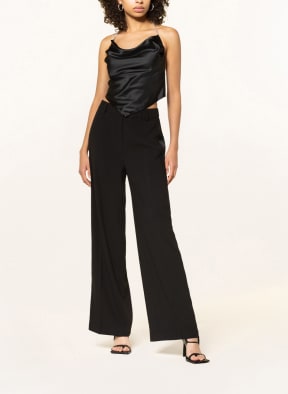 DANTE6 Wide leg trousers LUCA with tuxedo stripe , Color: BLACK (Image 1)