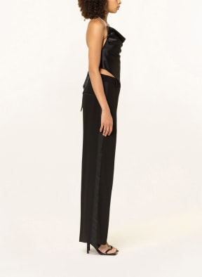 DANTE6 Wide leg trousers LUCA with tuxedo stripe , Color: BLACK (Image 1)