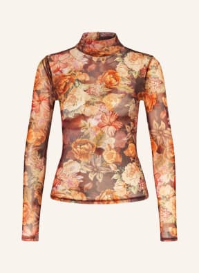 GUESS Long sleeve shirt KAMARIA made of mesh, Color: DARK RED/ GREEN/ YELLOW (Image 1)