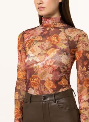 GUESS Long sleeve shirt KAMARIA made of mesh, Color: DARK RED/ GREEN/ YELLOW (Image 1)