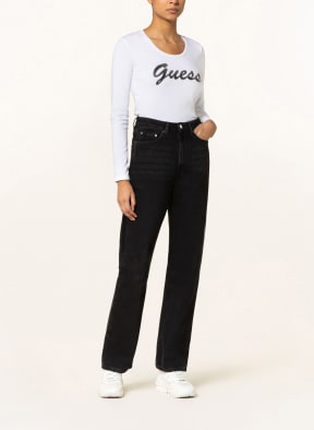 GUESS Long sleeve shirt ADRIANA with decorative gems, Color: WHITE (Image 1)