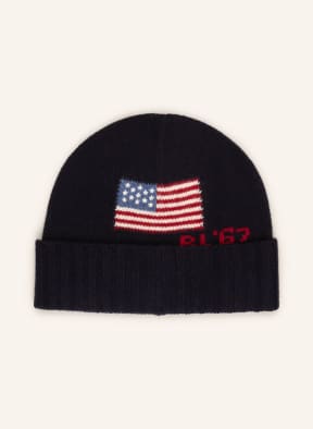 POLO RALPH LAUREN Set: Gloves, hat and scarf , Color: DARK BLUE/ DARK RED/ WHITE (Image 1)