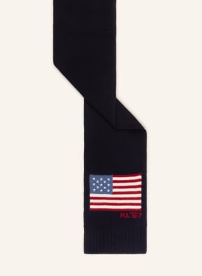 POLO RALPH LAUREN Set: Gloves, hat and scarf , Color: DARK BLUE/ DARK RED/ WHITE (Image 1)