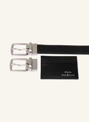 POLO RALPH LAUREN Set: Card case and leather belt, Color: BLACK (Image 1)
