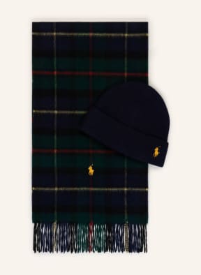 POLO RALPH LAUREN Set: Hat and scarf with gift box, Color: DARK BLUE/ DARK GREEN/ DARK RED (Image 1)