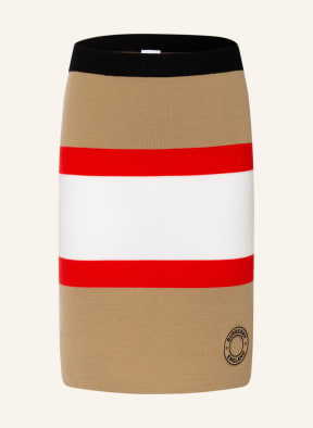 BURBERRY Strickrock, Farbe: BEIGE/ ECRU/ ROT (Bild 1)