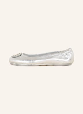 TORY BURCH Ballet flats MINNIE TRAVEL , Color: SILVER (Image 1)