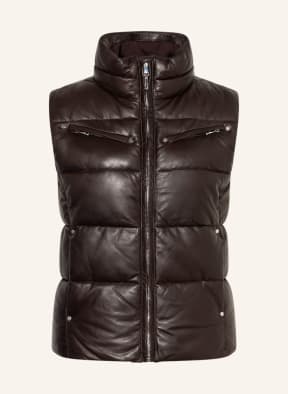 LAUREN RALPH LAUREN Steppweste aus Leder, Farbe: DUNKELBRAUN (Bild 1)
