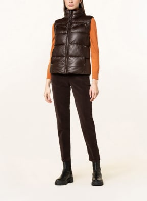 LAUREN RALPH LAUREN Steppweste aus Leder, Farbe: DUNKELBRAUN (Bild 1)