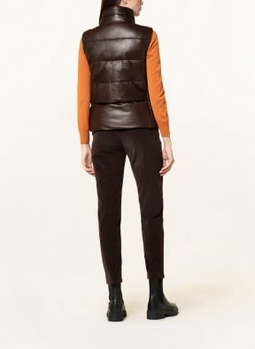 LAUREN RALPH LAUREN Steppweste aus Leder, Farbe: DUNKELBRAUN (Bild 1)