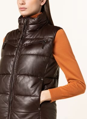 LAUREN RALPH LAUREN Steppweste aus Leder, Farbe: DUNKELBRAUN (Bild 1)