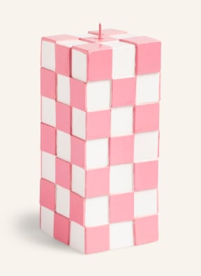 &k amsterdam Kerze CHECK, Farbe: ROSA/ WEISS (Bild 1)