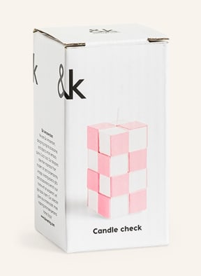 &k amsterdam Kerze CHECK, Farbe: ROSA/ WEISS (Bild 1)