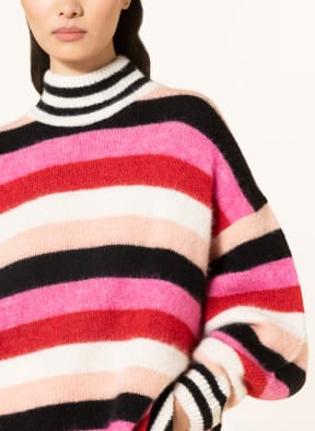 American Vintage Pullover mit Alpaka , Farbe: ROSA/ SCHWARZ/ DUNKELROT (Bild 1)
