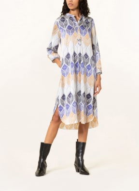 friendly hunting Seidenkleid mit 3/4-Arm, Farbe: WEISS/ HELLBRAUN/ BLAU (Bild 1)