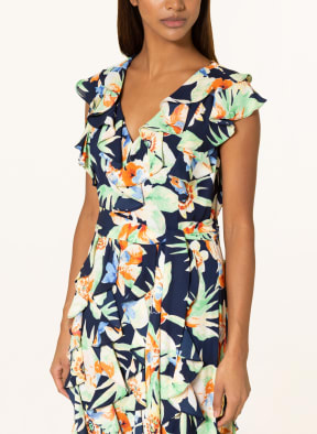 LAUREN RALPH LAUREN Kleid mit Volants , Farbe: DUNKELBLAU/ HELLGRÜN/ ORANGE (Bild 1)