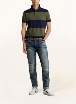 POLO RALPH LAUREN Piqué-Poloshirt Custom Slim Fit, Farbe: DUNKELBLAU/ OLIV (Bild 1)